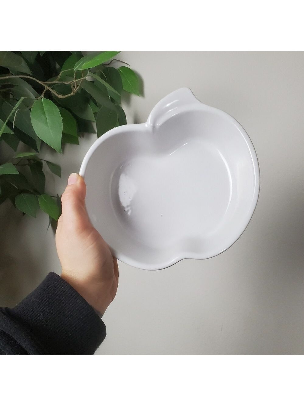 White Apple Shaped Bowl Cerutil Stoneware Portugal Oven Safe